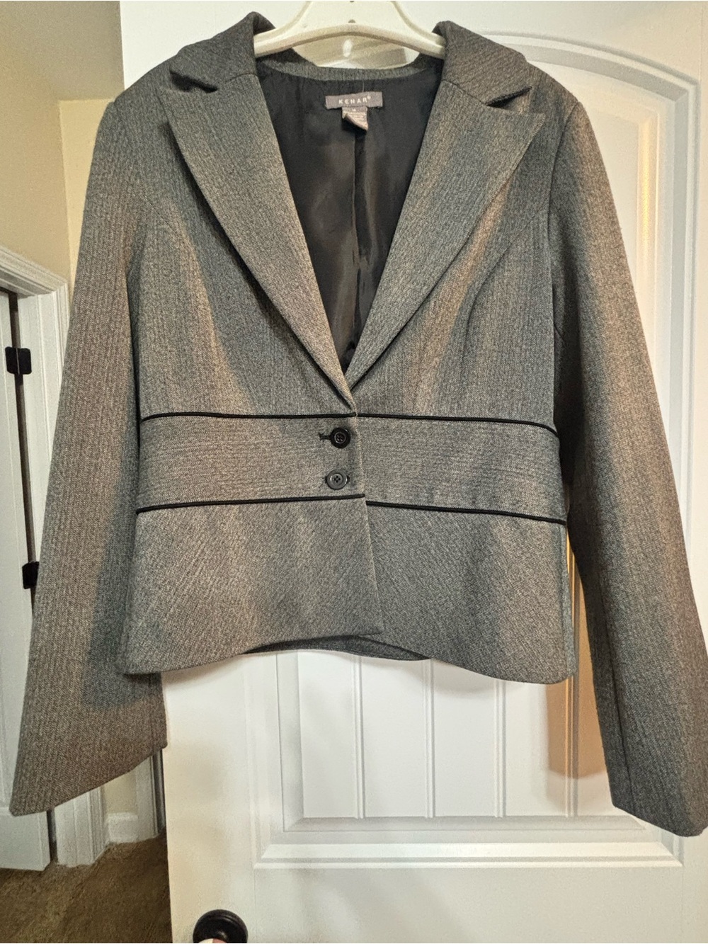 Kenar Women's Metallic Charcoal Two-Button Blazer